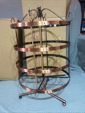 Rotating Copper-Tone 4-Tier Jewelry Organizer Stand